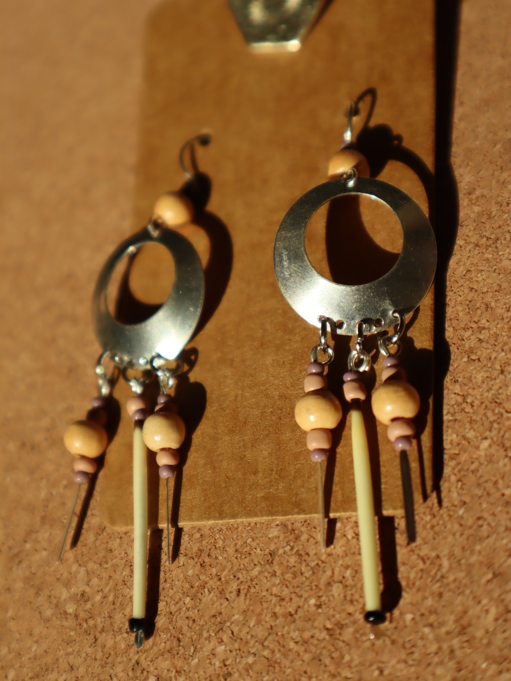 Handcrafted Silver Hoop Earrings with Native American porcupine quills